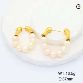 GEE001680aivb-066  Stainless Steel Earrings  Cultured Freshwater Pearls,Handmade Polished