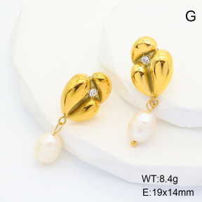 GEE001686bhia-066  Stainless Steel Earrings  Czech Stones & Cultured Freshwater Pearls,Handmade Polished