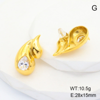 GEE001692bhia-066  Stainless Steel Earrings  Zircon,Handmade Polished