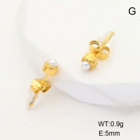 GEE001727bbov-066  Stainless Steel Earrings  Plastic Imitation Pearls,Handmade Polished