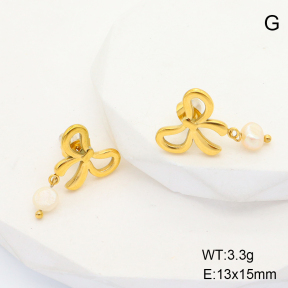 GEE001730bhva-066  Stainless Steel Earrings  Cultured Freshwater Pearls,Handmade Polished