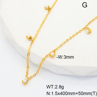 GEN001286vhmv-066  Stainless Steel Necklace  Plastic Imitation Pearls,Handmade Polished