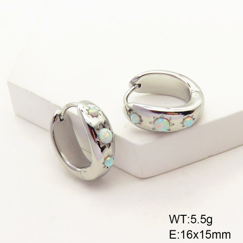 6E4003987vhli-G034   Stainless Steel Earrings  316 SS Synthetic Opal,Handmade Polished