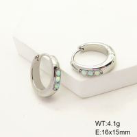6E4003991bhjm-G034   Stainless Steel Earrings  316 SS Synthetic Opal,Handmade Polished