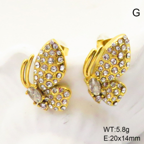 GEE001503bhia-066  Stainless Steel Earrings  Czech Stones & Zircon,Handmade Polished