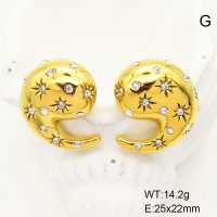 GEE001631bhia-066  Stainless Steel Earrings  Czech Stones,Handmade Polished