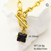 GEN001241vhkb-066  Stainless Steel Necklace  Zircon,Handmade Polished