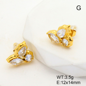 GEE001483bhia-066  Stainless Steel Earrings  Zircon,Handmade Polished