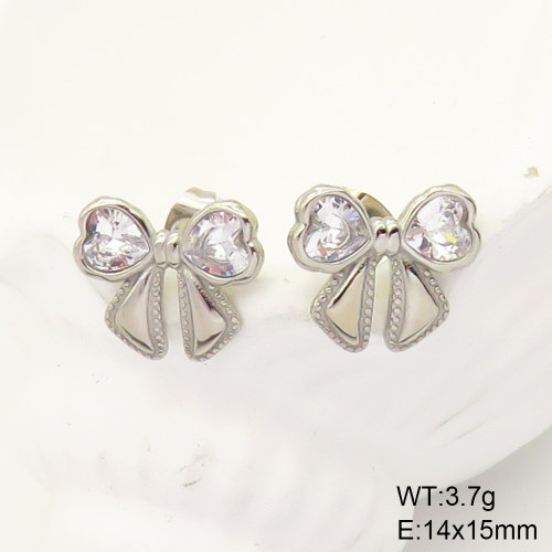 GEE001495vbpb-066  Stainless Steel Earrings  Zircon,Handmade Polished