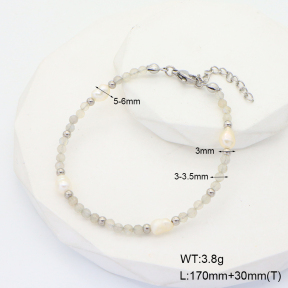 6B4002787ahjb-908  Stainless Steel Bracelet  Labradorite & Cultured Freshwater Pearls
