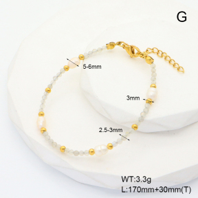 6B4002790vhkb-908  Stainless Steel Bracelet  Labradorite & Cultured Freshwater Pearls