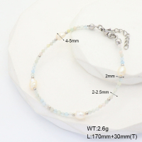 6B4002801ahjb-908  Stainless Steel Bracelet  Morganite & Cultured Freshwater Pearls