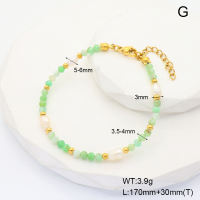 6B4002802ahjb-908  Stainless Steel Bracelet  Australian Jade & Cultured Freshwater Pearls