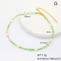6N4004143vihb-908  Stainless Steel Necklace  Australian Jade & Cultured Freshwater Pearls