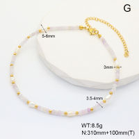 6N4004145vila-908  Stainless Steel Necklace  Kunzite & Cultured Freshwater Pearls