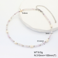 6N4004146bika-908  Stainless Steel Necklace  Kunzite & Cultured Freshwater Pearls
