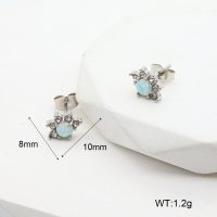 6E4003992vhha-106D  Stainless Steel Earrings  316 SS Czech Stones & Synthetic Opal ,Handmade Polished