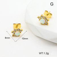 6E4003993ahjb-106D  Stainless Steel Earrings  SS 316  Czech Stones & Synthetic Opal ,Handmade Polished