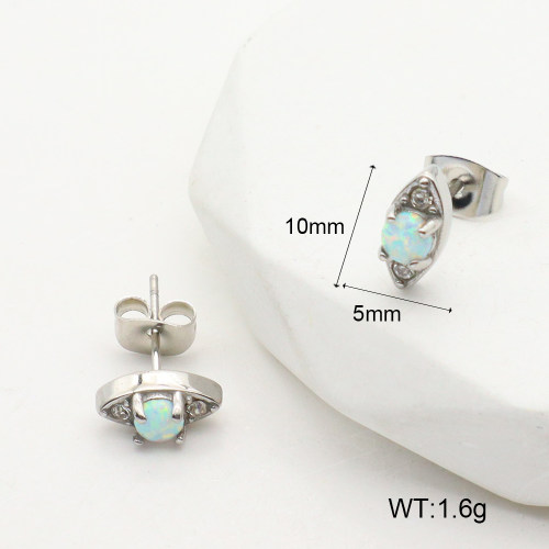 6E4003995bhva-106D  Stainless Steel Earrings  316 SS Czech Stones & Synthetic Opal ,Handmade Polished