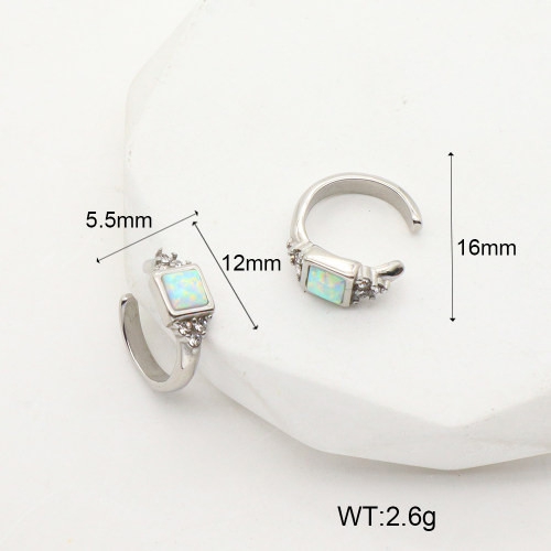 6E4004003bhia-106D  Stainless Steel Earrings  316 SS Czech Stones & Synthetic Opal ,Handmade Polished