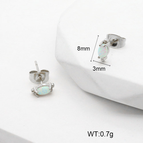 6E4004015bhva-106D  Stainless Steel Earrings  316 SS Synthetic Opal ,Handmade Polished