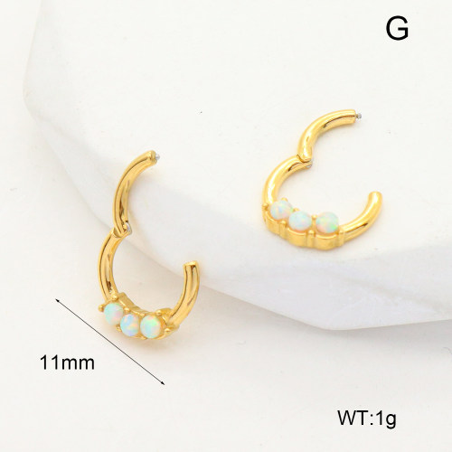 6E4004016vhmv-G034  Stainless Steel Earrings  316 SS Synthetic Opal,Handmade Polished