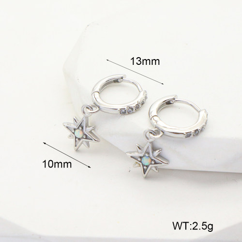 6E4004023bhkk-G034  Stainless Steel Earrings  316 SS Czech Stones & Synthetic Opal ,Handmade Polished