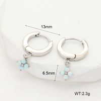 6E4004048vhkb-G034  Stainless Steel Earrings  SS 316  Synthetic Opal ,Handmade Polished