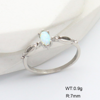 6R4000964vhkb-106D  6-8#  Stainless Steel Ring  SS 316  Czech Stones & Synthetic Opal ,Handmade Polished