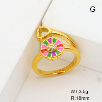 GER000887bhia-066  6-8#  Stainless Steel Ring  Czech Stones & Enamel,Handmade Polished