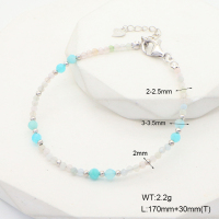 6B4002811bika-908  Morganite & Amazonite  925 Silver Bracelet