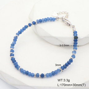 6B4002813bika-908  Dark Blue Jade  925 Silver Bracelet