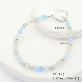 6B4002823aiov-908  Aquamarine  925 Silver Bracelet