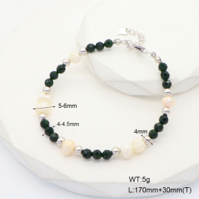 6B4002831vina-908  Green Goldstone & Cultured Freshwater Pearls  925 Silver Bracelet