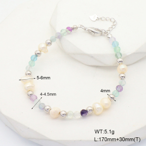 6B4002833aiov-908  Fluorite & Cultured Freshwater Pearls  925 Silver Bracelet