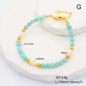 6B4002836vila-908  Cultured Freshwater Pearls & Amazonite  925 Silver Bracelet