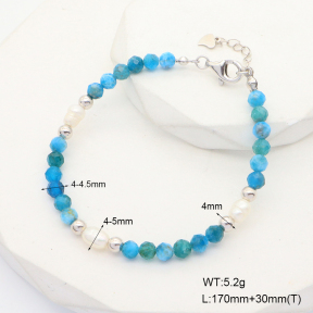 6B4002839vila-908  Cultured Freshwater Pearls & Apatite  925 Silver Bracelet