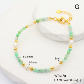 6B4002840vila-908  Australian Jade & Cultured Freshwater Pearls  925 Silver Bracelet