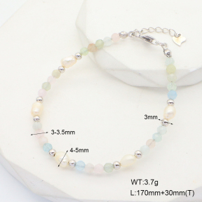 6B4002843vila-908  Morganite & Cultured Freshwater Pearls  925 Silver Bracelet