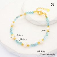 6B4002844aima-908  Light Apatite & Cultured Freshwater Pearls  925 Silver Bracelet