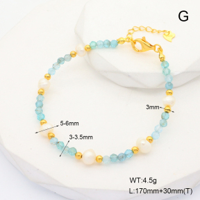 6B4002844aima-908  Light Apatite & Cultured Freshwater Pearls  925 Silver Bracelet