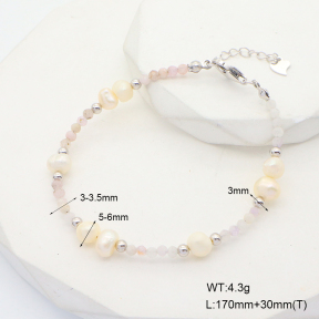 6B4002849aima-908  Kunzite & Cultured Freshwater Pearls  925 Silver Bracelet