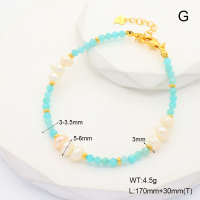 6B4002850aima-908  Amazonite & Cultured Freshwater Pearls  925 Silver Bracelet