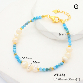 6B4002852aima-908  Apatite & Cultured Freshwater Pearls  925 Silver Bracelet
