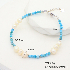 6B4002853aima-908  Apatite & Cultured Freshwater Pearls  925 Silver Bracelet