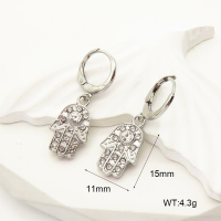 6E4004059bhbo-G034  Stainless Steel Earrings  SS 316  Czech Stones,Handmade Polished