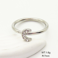 6R4000967vbpb-G034  6-8#  Stainless Steel Ring  316 SS Czech Stones,Handmade Polished