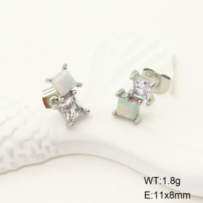 6E4003957ahlv-700  316 SS Synthetic Opal & Zircon,Handmade Polished  Stainless Steel Earrings
