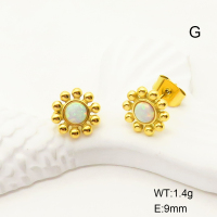 6E4003958bhjl-700  SS 316  Synthetic Opal,,Handmade Polished  Stainless Steel Earrings