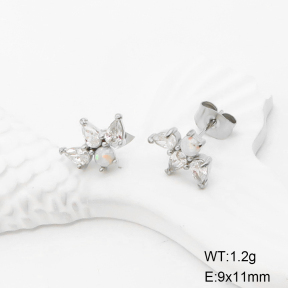 6E4003961ahjb-700  316 SS Synthetic Opal & Zircon,Handmade Polished  Stainless Steel Earrings